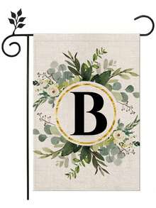 1 Piece/Linen Letter Flower Garden Flag 12x18 Inches Double-Sided Family Surname Letter Courtyard Flag, Suitable; Birthday, Theme Party Outdoor Garden Decoration, Autumn Garden Flag, Halloween Garden Flag, Christmas Garden Flag, Autumn, Halloween, Christmas Decoration - 彩色 - 查看 24