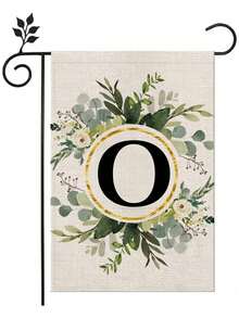 1 Piece/Linen Letter Flower Garden Flag 12x18 Inches Double-Sided Family Surname Letter Courtyard Flag, Suitable; Birthday, Theme Party Outdoor Garden Decoration, Autumn Garden Flag, Halloween Garden Flag, Christmas Garden Flag, Autumn, Halloween, Christmas Decoration - 彩色 - 查看 19