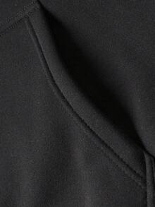 Sudadera casual de hombre de unicolor con bolsillo y cordón, forrada térmicamente para otoño/invierno, sudadera con capucha de felpa francesa, ropa de estar en casa casual, ropa esencial de calle, ropa de gimnasio - Negro - Ver 5