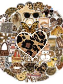 50张复古卡通豹纹美学涂鸦贴纸，复古艺术风格，防水PVC材质，适用于头盔装饰、汽车装饰、派对装饰、标签、自粘贴纸，也可用于剪贴簿、笔记本电脑、行李箱、吉他、水瓶、手机壳、办公室装饰等。 - 豹紋美學 - 查看 4