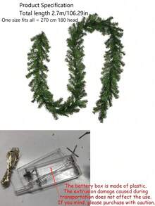 1pc Christmas Pine Needle Vine Wreath, Artificial Vine, Fake Pine Branches For Christmas Tree Decoration, Staircase Railing, Fireplace Decor (Recommend Purchasing Multiple Times To Achieve The Effect Shown In The Main Image) - Multicolor - View 10