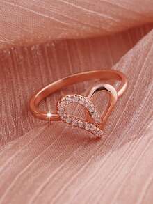 1 chiếc nhẫn vương miện Zirconia thời trang đa năng, phong cách Châu Âu và Châu Mỹ, quà tặng cho phụ nữ vào ngày lễ tình nhân, ngày của mẹ, sinh nhật, tiệc tùng - Hoa hồng vàng - Xem 2
