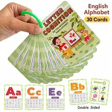 Lachilly 30张字母英语单词学习闪卡 儿童教育阅读拼写词汇认知卡 蒙特梭利幼儿园家庭教育教学辅助工具 - 彩色 - 查看 14
