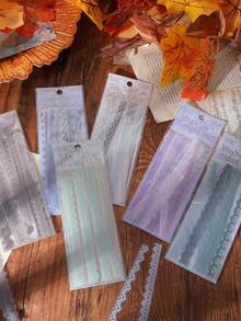40PCS Lace Pattern Sticker, Pastel Floral Lace-Like Decoration Stickers, Lace Edged Vintage Scrapbook Paper, Self-Adhesive Vintage Scrapbooking, Journaling, Card Making, For DIY Crafts, Invitations, Scrapbook Stickers, Craft Supplies - Multicolor - View 6