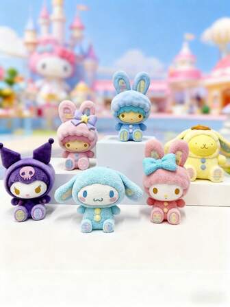  Officially Licensed Sanrio Rabbit Series Handmade Mystery Box – Light-Colored, Cute & Compact Cartoon Figurines! Adorable Handcrafted Decor – Perfect For Bedroom Shelves, Desktop Accents, Car Decor, Nightstand Displays & Cozy Home Touches! Awesome Halloween, Christmas, Birthday & Easter Holiday Gifts For Sanrio Fans & Rabbit-Lover Collectors Of All Ages!