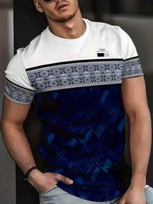 Men's Fashion Digital Print 3D Short Sleeve T-Shirt - Multicolor - View 3