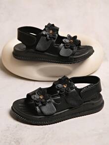 2025年夏季新款韩版女童鞋，婴儿/幼儿女童软底凉鞋，百搭公主鞋 - 黑色 - 查看 6