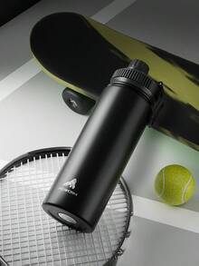 Powcan 18oz stainless steel sports water bottle with spout and handle lid, wide-mouth bottle, double-layer stainless steel, leak-proof design, suitable for sports, outdoor activities, travel, school, and office - 黑色 - 查看 9