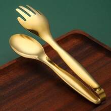 1PC Minimalist Gold & Silver Salad Tongs, Stainless Steel 2-In-1 For Salads, Pasta & Side Dishes, Great For Modern Kitchens, Studio Apartments, Holiday Gifting (Christmas, Thanksgiving) - Sleek & Functional, Must-Have For Minimalist Homes & Gift For Design Lovers #MinimalistKitchen #StudioApartment #HolidayGift #DesignLover #SleekUtensils - Multicolor - View 14