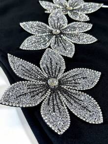 Women's Fashion One Shoulder Maxi Dress Bodycon High Split Crystal Embellished Long Evening Dress Elegant Black Night Out Long Sleeve Cocktail Party Dress Sexy Clothes Fall And Winter - Black - View 11