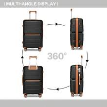 Lightweight PP Hard Shell Suitcase Luggage 20in Cabin Carry On 24in Medium Check In 28in Large Check In 3 Piece Set Spinner Wheels TSA Lock Travel - Black - View 5