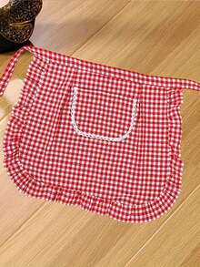 1PC Mini Half-Length Apron Is A One-Piece Set.Polyester Apron For Women,It'S Convenient To Use, Has A Pretty Checkered Pattern, And Is Suitable For Cooking, Painting, Watering Plants, Office Work, Etc, Kitchen Supplies - Multicolor - View 1