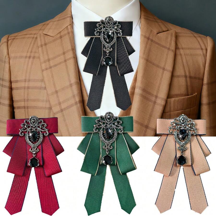 1 pièce Nœud papillon fait main multicouche et multicolore en forme de T, style britannique élégant, de haute qualité et sophistiqué, convient comme cadeau, élément essentiel pour les fêtes - Cravate multicouche en forme de T - Voir 1