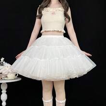 Women's Petticoat Tutu Skirt, Multi-Layer Mesh, Elastic Waist, Lolita Costume Accessory