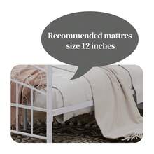 Metal  Canopy Bed Frame Four-Poster Platform With Headboard And Footboard Sturdy Heavy Duty Steel Slat Support - trắng - Xem 7