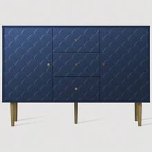 (=905467AAB) Chest Of Drawers/Sideboard With 2 Doors And 3 Drawers, Adjustable Shelf, For Living Room/Bedroom, Navy Blue, H 83/W 120/D 40 Cm - Navy Blue - View 6