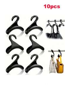 Gancho de percha arqueado, perchero para bolsos y carteras, para armario y almacenamiento colgante, soporte de plástico para mochilas, carteras y bolsos (Negro) - Negro - Ver 10
