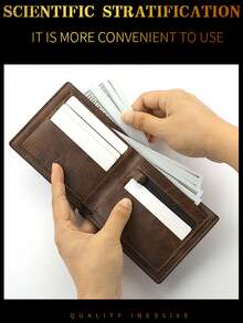 1-3件装时尚横款钱包，黑色，男士短款钱包，学生真皮钱包，复古风格，大容量多卡位，可收纳大额钞票，简约零钱袋，信用卡/身份证卡槽，商务休闲风格，男士生日或送给伴侣的理想礼物，时尚男女皆宜 - 彩色 - 查看 7