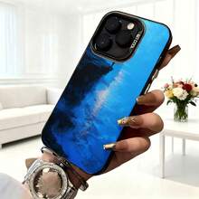 Cubierta de telefono con diseño de paisaje acuatico azul para iPhone 14 Pro Max funda protectora con impresion de montana y reflejo en agua estilo natural elegante para uso diario y viajes - Negro - Ver 6