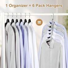 Clothes Hanger Space Saving, 6 Tier Shirt Coat Hangers Space Saving No Bump Shoulder Hangers With No Slip Foam Padded Hangers Closet Organizers And Storage For Men And Women 2 Pack-CT64B,Black2Pack - Black2Pack - 查看 5