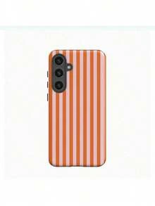 [Glossy, Red Striped Phone Case] Glossy, Fashionable And Minimalist Red Striped Phone Case For Samsung S21, S22 Plus, S22, S23, S23 FE, S24 Ultra, S25, And S25 Plus - 白色 - 查看 7