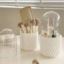 360° Rotating Makeup Brush Holder, Portable Organizer For Lipstick, Eyebrow & Eyeshadow Brushes - White - View 4