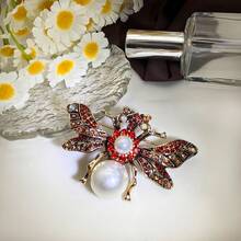 1 szt. Elegancka broszka w kształcie motyla z kryształkami górskimi i sztucznymi perłami, uniwersalna ozdoba dla kobiet, idealna na prezent na Dzień Matki, Boże Narodzenie, sukienki imprezowe - Motyl - Zobacz 2