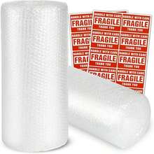 Bubble Cushioning Wrap Rolls, 3_16" X 12" X 72' Ft Total [2 Rolls Of 36 Feet] Perforated Every 12", 20 Fragile Stickers For Packaging, Shipping, Mailing - ColorC - 查看 1
