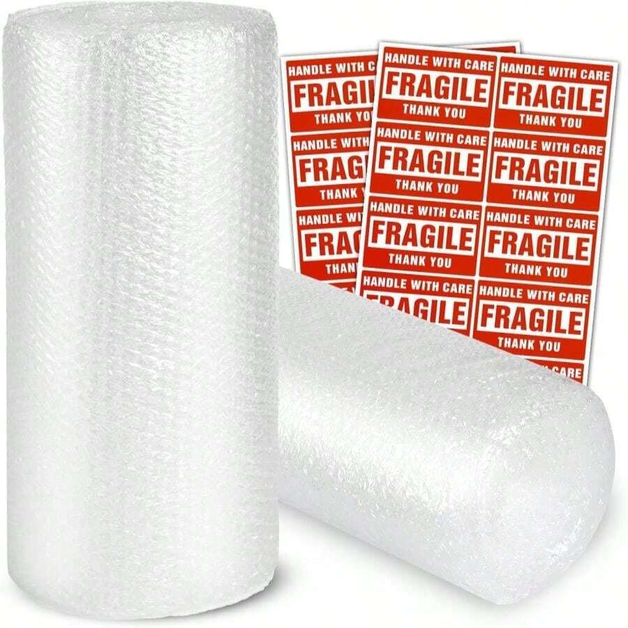 Bubble Cushioning Wrap Rolls, 3_16" X 12" X 72' Ft Total [2 Rolls Of 36 Feet] Perforated Every 12", 20 Fragile Stickers For Packaging, Shipping, Mailing - ColorC - 查看 1