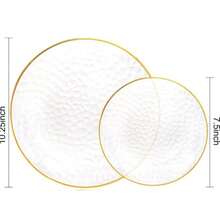 10 st. transparenta tallrikar med hamrad guldkant, salladstallrikar - inkluderar 10 st. 25 cm tallrikar eller 10 st. 18 cm tallrikar, oumbärliga för middag, dessert, fest, bröllop - Genomskinlig - Visa 11