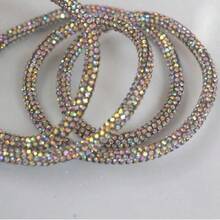 Cinta de cristal de 4 mm con forma de tubo redondo, de color blanco denso, para manualidades, diademas, ropa, lazos y decoración