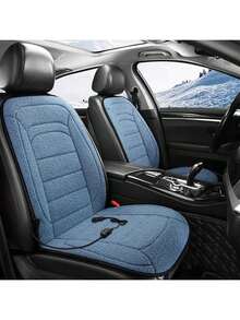 1pc 12V Heating Car Seat Cushion, Universal Plush Heated Car Seat Pad For Single Seat, Warm In Winter
