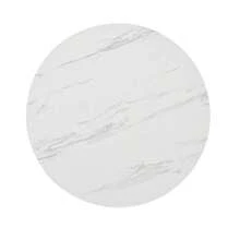 Round Dining Table (1 Piece), Kitchen Table, Unique Metal Frame, Dining Table With Modern Marble Pattern, Suitable For Dining Room, Living Room, White/Black - White - View 6