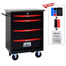 Double Door Clapboardl Multifunctional Tool Trolley - Black & Red (BLAK&RED) - Multicolor 2 - View 4