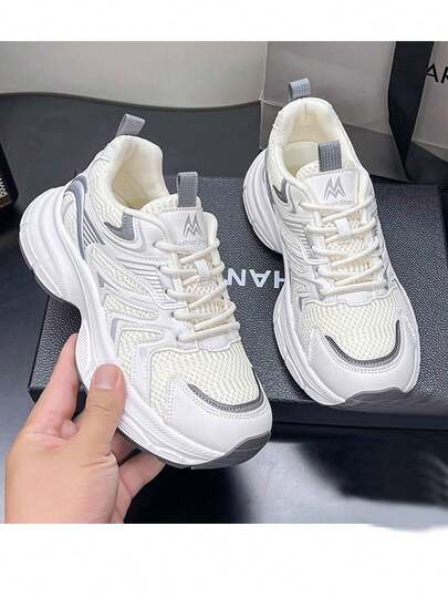 ZKBBO Women's Breathable Mesh Thick-Sole Chunky Sneakers, Comfortable Casual Sports Shoes For All Seasons