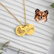 Customized Pet Memorial Necklace - Stainless Steel Necklace Engraved With Pet Portrait And Message - Personalized Commemorative Gift For Dog And Cat Lovers, Birthday, Thanksgiving, Christmas Gift, Can Be Used In Four Seasons