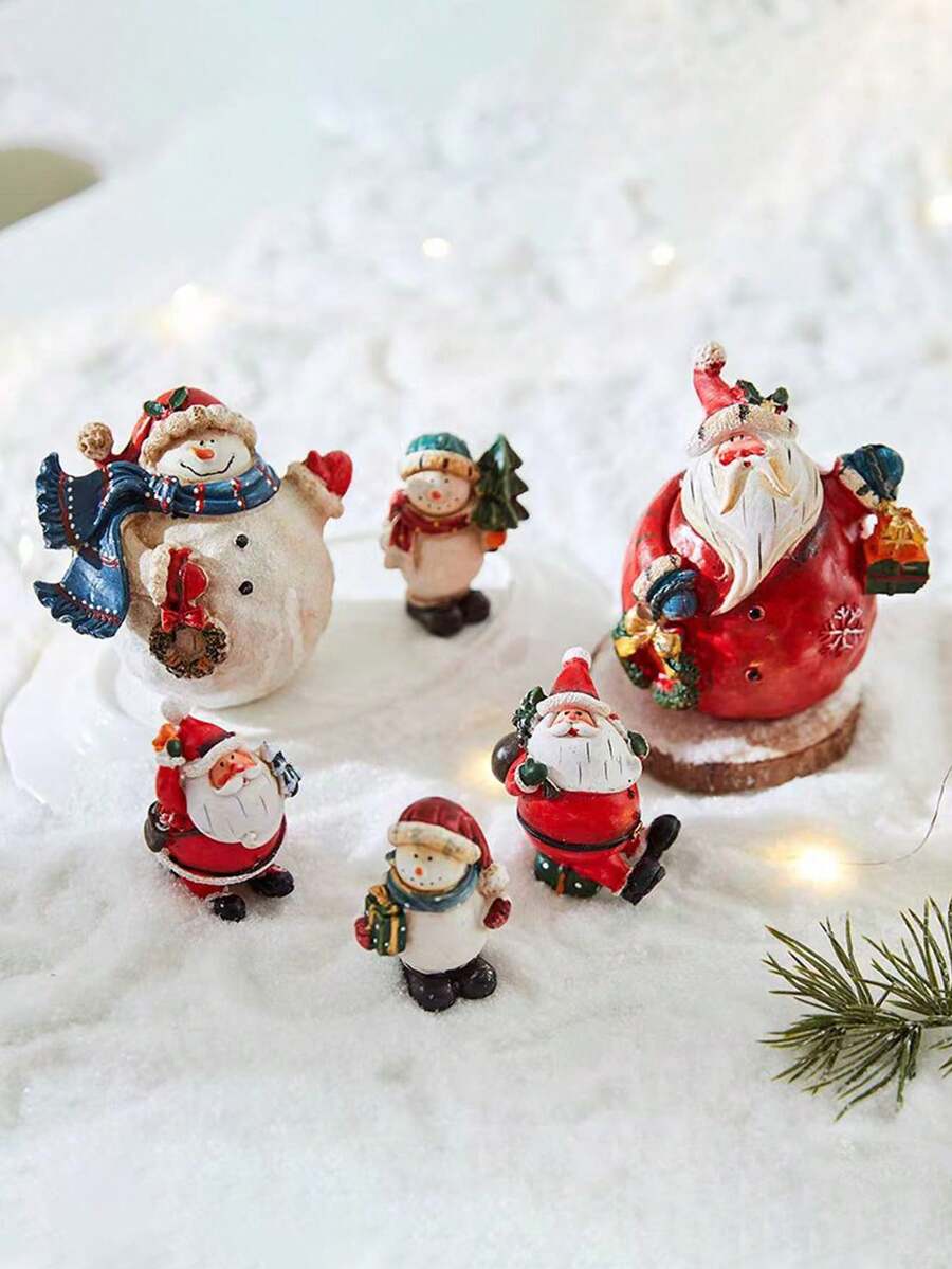 1pc Creative Mini Christmas Santa Resin Figurine Christmas Decor Gift For Table & Living Room Sculpture For Office Decor, Graduation Decorations, Bedroom Decor, Birthday Gifts, Room Decor - Multicolor - View 1