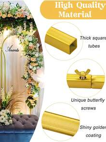 Wedding Arch Backdrop Brackets 7.2FT,6.6FT,6FT , Stand Stable Metal Gold Wedding Arch Frame,Gold Metal Arch Backdrop Brackets For Wedding Ceremony Shower Birthday Party Garden Flower Balloon Arch Decoration, Easy To Install, Durable And Sturdy,Multi-Functional Interior And Exterior Decorative Frames,Perfect For Thanksgiving & Christmas[US Local Warehouse] - 彩色 - 查看 4