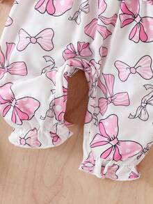 1pc Baby Girls' Elegant & Cute Long Sleeve Jumpsuit, Lightweight For Autumn/Winter - Pink - View 7