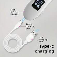 Electric Foot Grinding /Electric Foot File Callus Remover For Feet, Foot Care Tool Set, Absorbs Debris While Grinding, USB Charging, LED Digital Display, Waterproof And Easy To Clean, Replaceable Grinding Head, Professional Exfoliation / Dead Skin / Keratin / Cracked Skin,1300mAh Battery - White - View 6