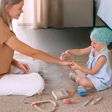 ROBUD Wooden Doctor's Activity Center Toy Set For Kids Pretend Play - Pink - View 12