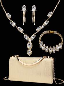 女士钻石首饰 闪耀奢华钻石首饰套装 闪耀项链 耳环 手链套装 个性缎面丝绸盒包 手提包 时尚宴会包 手提宴会包 手提钱包 优雅手提宴会包 女士舞会手提包 女士新娘宴会包 舞会手提包 金属链手提包 婚礼派对手提包 酒会婚礼 新款钱包宴会包 - 綠色 - 查看 19