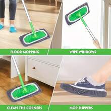 8-Piece Set Of Green, White, And Gray Flat Floor Small Mop Cloth, Light And Thin Mop Replacement Pad, , High Water Absorption, Suitable For Both Dry And Wet Cleaning Methods, Durable,Very Suitable For Home Cleaning - Xám - Xem 7