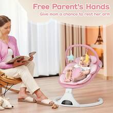 Baby Swings, Bluetooth Baby Swing With 5-Speed Motion & Comfort Design, Portable Infant Swing With Remote Control (Pink) - Pink - View 6