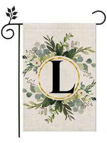 1 Piece/Linen Letter Flower Garden Flag 12x18 Inches Double-Sided Family Surname Letter Courtyard Flag, Suitable; Birthday, Theme Party Outdoor Garden Decoration, Autumn Garden Flag, Halloween Garden Flag, Christmas Garden Flag, Autumn, Halloween, Christmas Decoration - 彩色 - 查看 30