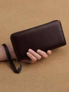 1个简约多卡位纯色男士商务休闲长款拉链卡包