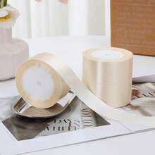 1 Cuộn Ruy băng Satin rộng 0,6cm/4cm, Nơ tự làm, Trang trí bánh, Gói quà, Ngày lễ tình nhân trở lại trường - Màu be - Xem 6