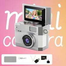 Mini cámara digital con llavero (incluye tarjeta de memoria de 32GB, lector de tarjetas, adaptador), captura de fotos y videos, cámara con pantalla abatible CCD, excelente regalo para vacaciones y Navidad - Multicolor - Ver 16