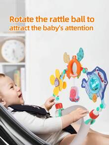 0-12 Months Baby Sensory Rattle, Bee/Ocean Theme Options, Soft Contrasting Colors To Attract Attention, Visual Tracking Training, Chewable & Detachable, Nursery Decor Hanging Toy, Newborn Stimulation Toy, Gift For Baby Boys And Girls, Children's Day Present - Multicolor - View 2