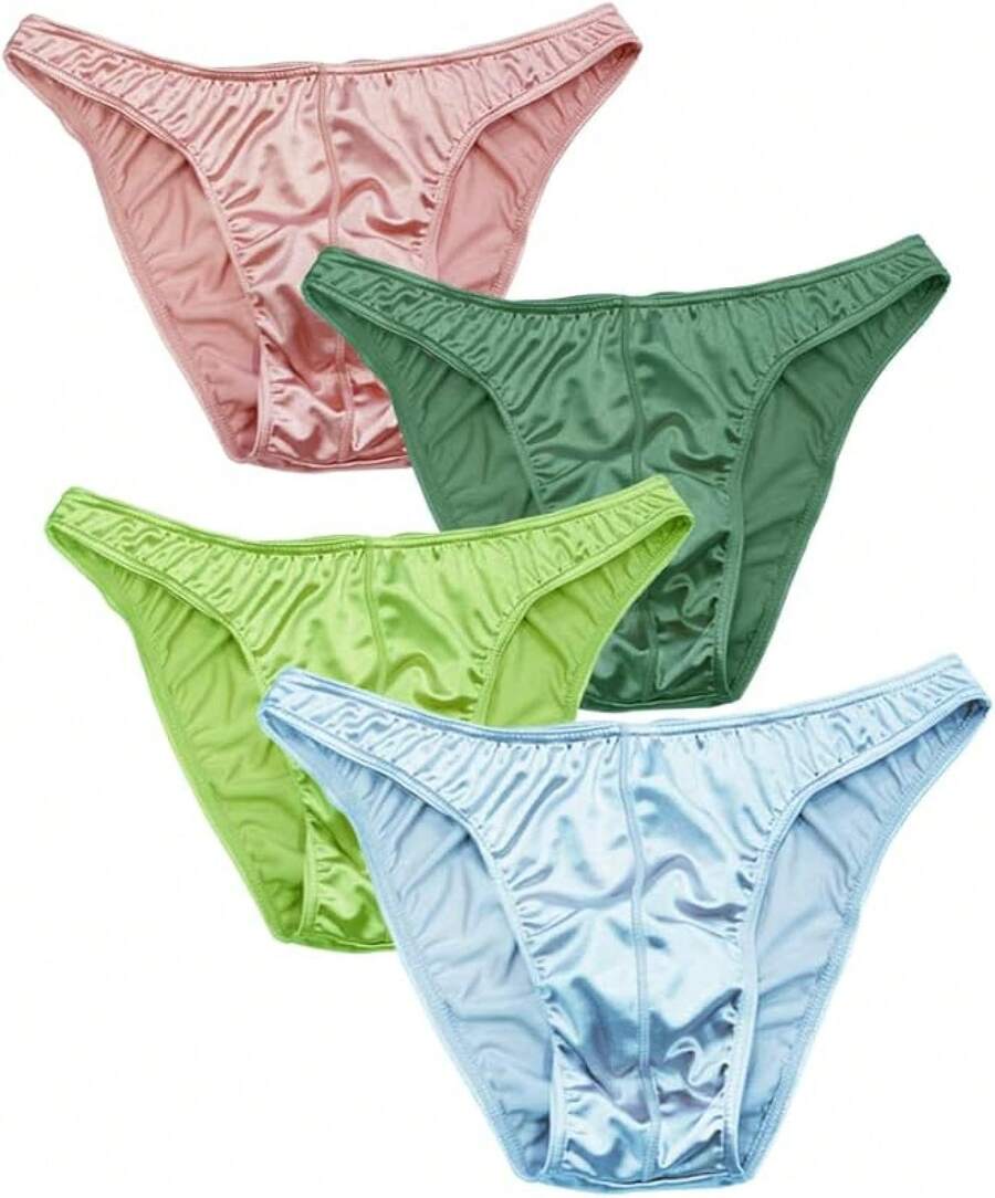 Men's Satin Stretch Support Wide Waistband Satin Briefs Thong G-String 4 Pcs/PackChristmas C8QJ - 7號款式簡筆畫 - 查看 1